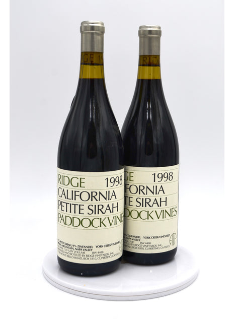 1998 Ridge Vineyards Petite Sirah, Paddock Vines, York Creek Vineyard, Spring Mountain, Napa Valley