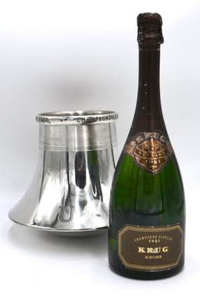 1981 Krug Vintage Brut Champagne with Krug Klipper Pewter Ice Bucket & Map-Lined Wood Box [Collector's Item]